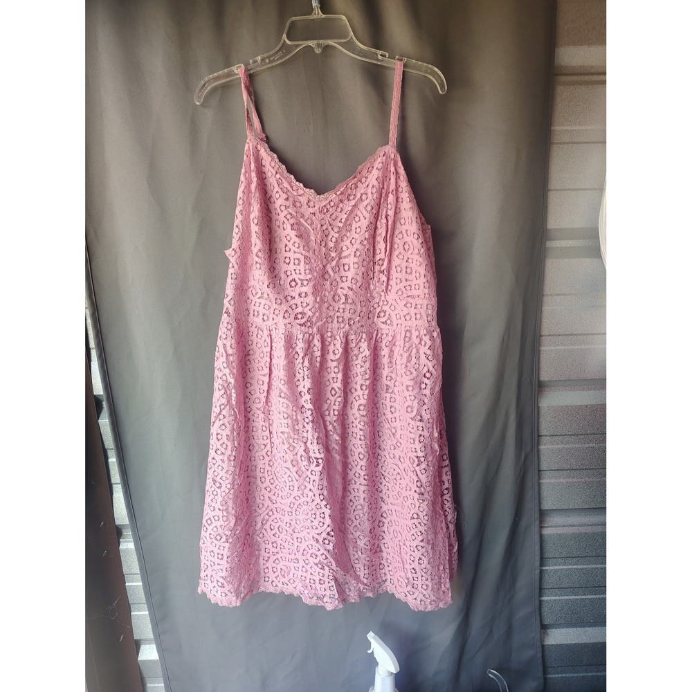 Ashley Nell Tipton Boutique+ Pink Lace Mini Dress 1X Sleeveless Fit Flare V-Neck